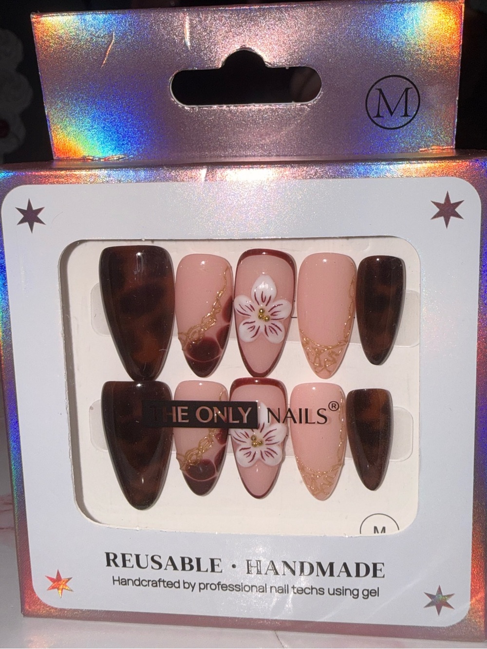 The Only Nails Reusable Nude & Brown Animal Print/ Floral Press-On Nail Set - Picture 3 of 7